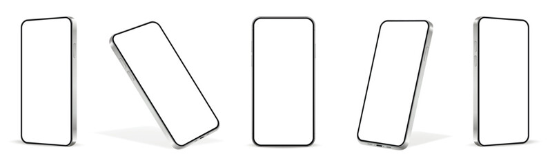 Smartphone mockup white screen. Mobile phone vector isolated on white background.