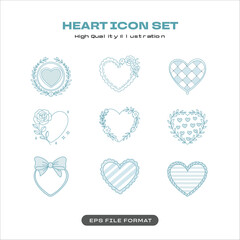 Decorative Heart Icon Set with Floral and Geometric Designs