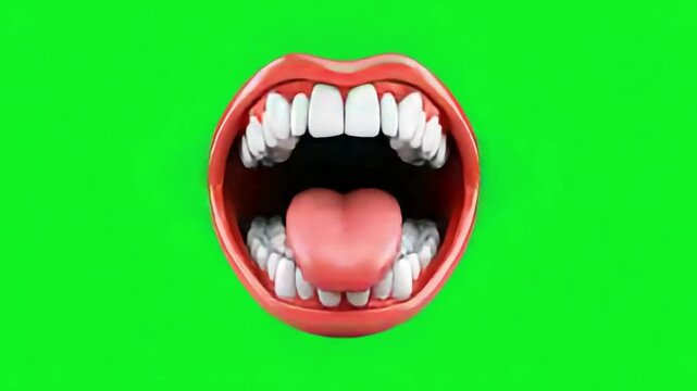Vibrant Cartoon Smile with Bright White Teeth on a Green Background for Fun and Creative Projects