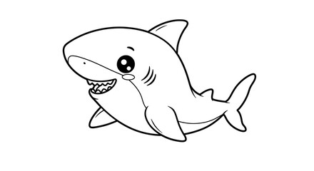 Fototapeta premium Adorable Cartoon Shark Coloring Page Cute and Easy Shark Drawing for Kids