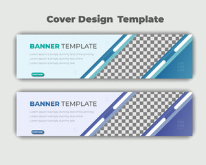 Set abstract horizontal gradient background web banner design template