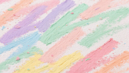 Vibrant Pastel Symphony: A Close-Up of Chalk Strokes Blending on Textured Art Paper with Dust