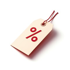 Beige Price Tag with Red Percentage Symbol on White