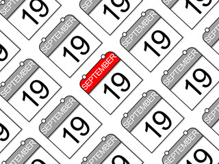 September 19th. Seamless pattern background of simple daily calendars. Date of year, day and month.