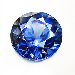 Deep blue round gemstone with brilliant cut, sapphire-like jewel for elegant fashion and classic jewelry design, rich color crystal with shimmer