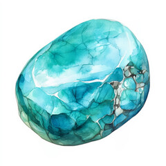 Natural turquoise gemstone with raw texture and cracked veins, blue-green mineral rock for earthy decor or jewelry designs, rustic and authentic gem