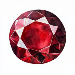 Shiny red ruby gemstone, deep red faceted gem, crimson precious stone for luxury jewelry designs, rich color crystal with brilliance, elegant round jewel for fashion and collection purposes