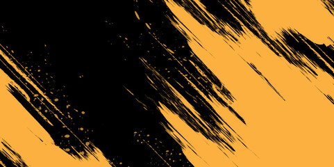 Bold Orange and Black Grunge Brush Stroke Background for Abstract Designs.
