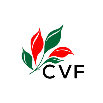 CVF Minimalist Nature Logo with Red and Green, Leaf Design CVF Later Logo on White Background
