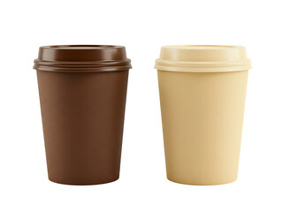 Two disposable coffee cups isolated on transparent background