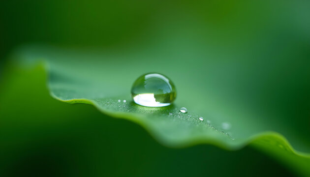 Water drop on green leaf, macro photo - Powered by Adobe