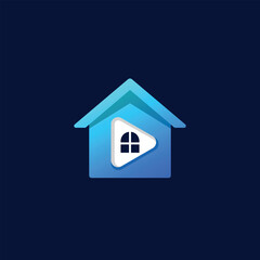 play button house abstract logo modern style