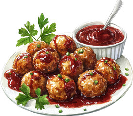 meatball watercolor art illustration drawing painting 