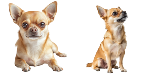 Set of cute Chihuahua dogs isolated on transparent background PNG