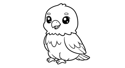 Fototapeta premium Adorable Baby Bird Coloring Page Cute Cartoon Parakeet Illustration