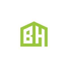 Modern Green Monogram Logo Design BH