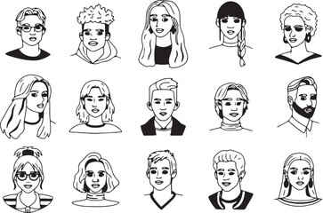 Girl, Hairstyle, Avatar, Woman, Fashion, Outline Vector