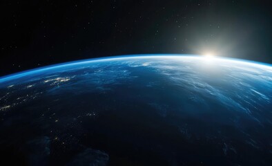 Earth rising, sunrise view from space