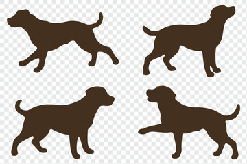 Silhouettes of a dog, vector, isolated collection. Dogs group standing or sitting of different breed. eps 10