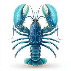 Vibrant Blue Lobster Digital Illustration on White Background