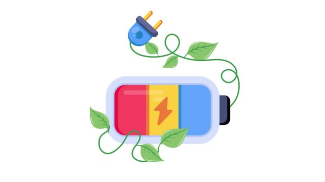 Chargeable Battery 2D Flat Animations.