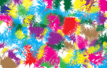 Abstract background full of bright color explosions such as red, yellow, blue, and purple, forming a dynamic and energetic random pattern