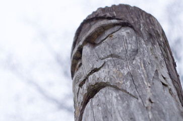 wooden totem pole