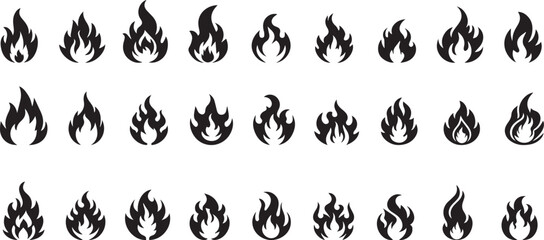 Fire icon vector set. Fire flame symbol. Flame icon collection.