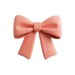 Salmon Pink Bow Tie 3D Render  Soft Matte Texture on White Background