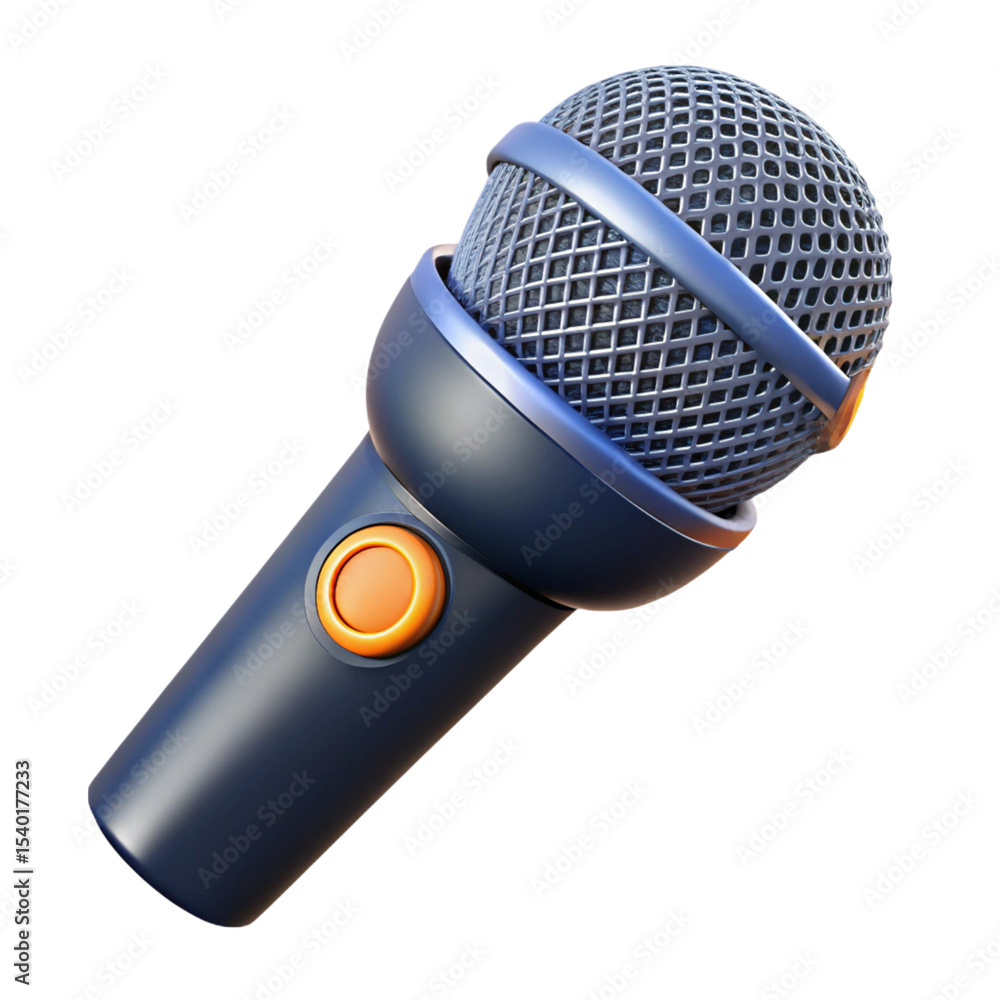 Aufkleber 3d rendering microphone plasticstyle icon isolated on transparent background for singing broadcastin
