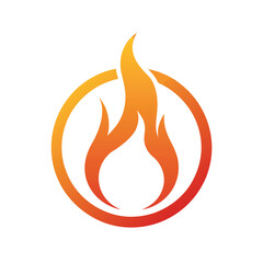 Simple fire flame icon inside a circle ready for design and graphic applications