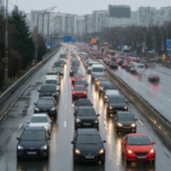 blurred background of traffic on the city street