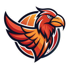 Regal Phoenix Bird Mascot Logo: Fiery Avian Emblem Design

