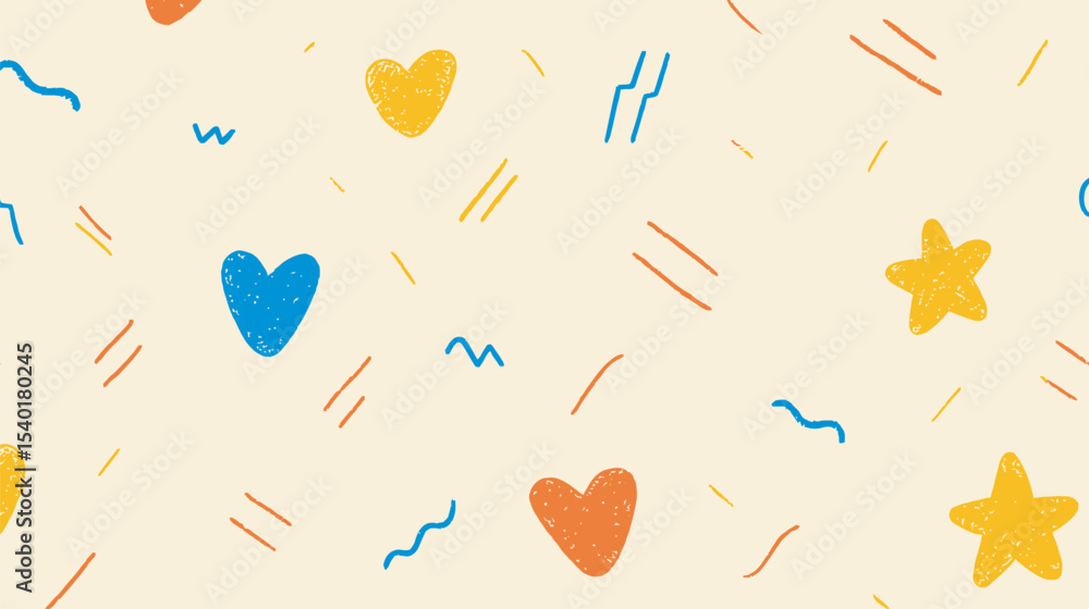 Poster colorful shapes playfully scatter across a bright pastel backdrop creating pattern