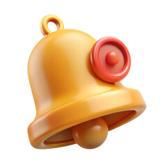 3d rendering of golden notification bell plasticstyle icon isolated on transparent background for creative projects