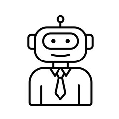 Editable stroke line icon of AI instructor for personalized online education and digital teaching platforms