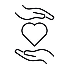 Hand holding heart vector line icon