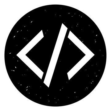 Coding Symbol Vector | Generative AI Linocut Silhouette Design for Developers
