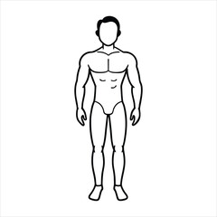 Muscular Male Figure Outline Black and White Illustration