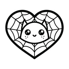 Hand Drawn Monochrome Love Trap Icon Illustration with Heart and Geometric Shapes