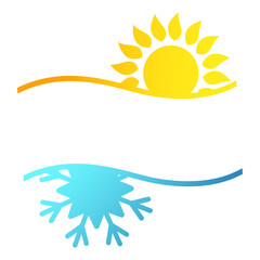 Yellow sun and blue snowflake air conditioner design