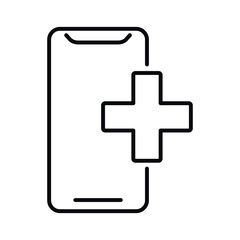 Mobile medical app outline vector icon