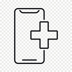 Mobile medical app outline vector icon