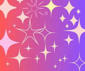  Gradient purple background vector with many colorful stars