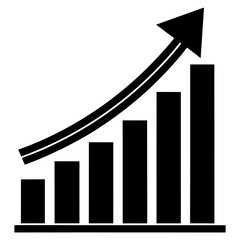 A line graph with an upward-pointing arrow, symbolizing positive trends or rising values in the data presented.  