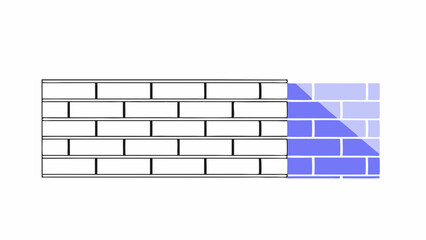 simple illustration of brick wall with section painted in blue, showcasing modern design