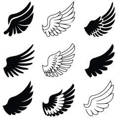 Angel wings flat design vector isolated white background