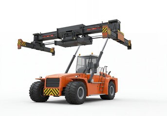 Orange Straddle Carrier on White Seamless Background in 3D Render