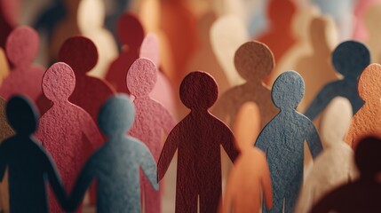 Naklejka na ściany i meble Diverse paper cut-out figures symbolizing community and connection