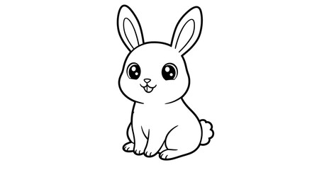 Obraz premium Adorable Cartoon Bunny Rabbit Coloring Page Free Printable